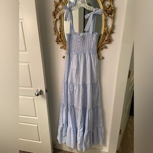 Blue/White striped tiered Maxi dress